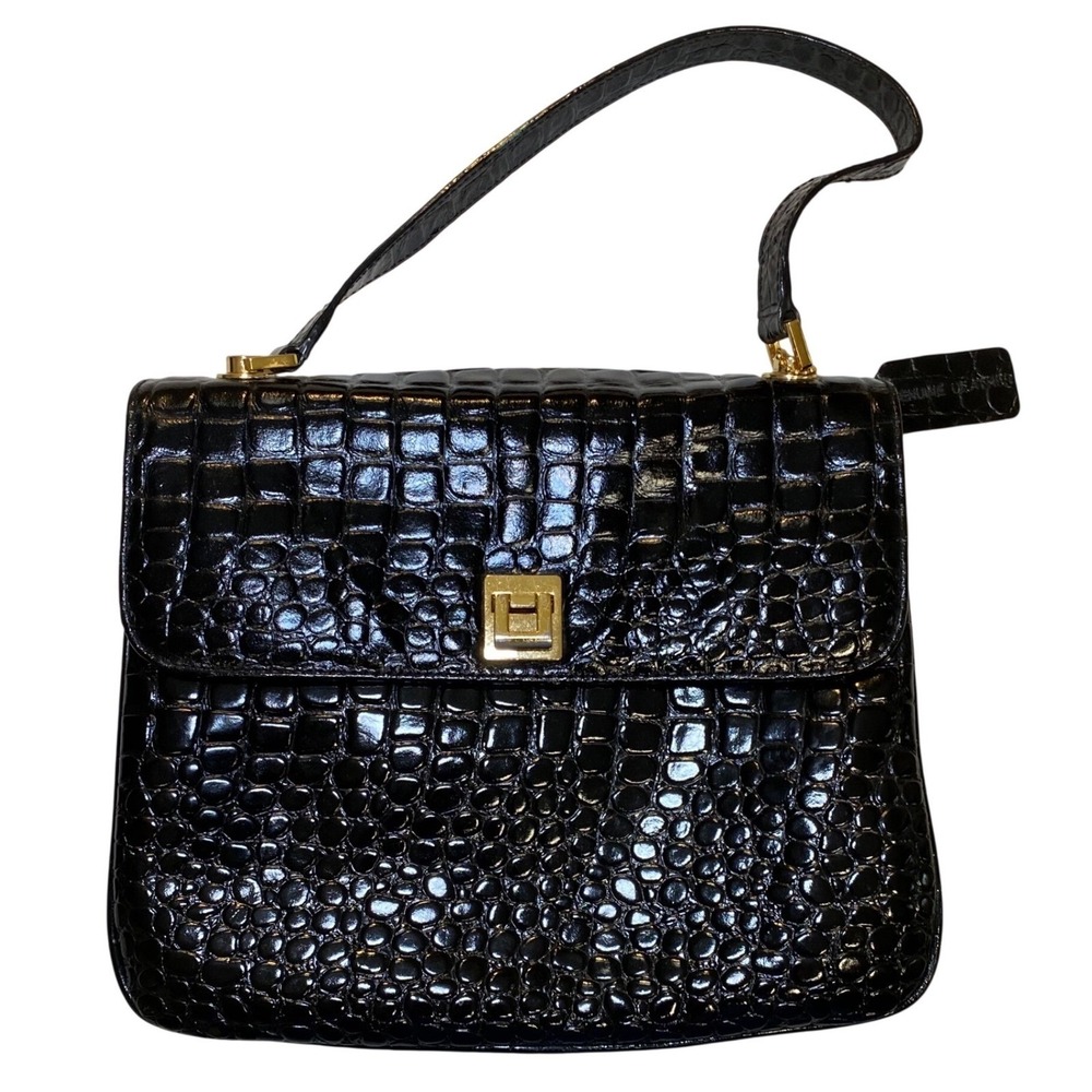Vintage Lord & Taylor Genuine Leather Croc Embossed Top‎ Handle Purse